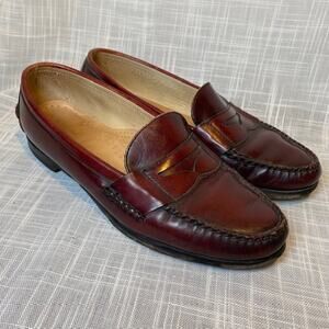 Vintage Weejuns GH Bass Burgundy Brown Leather Penny Loafers Made in USA Mens 11